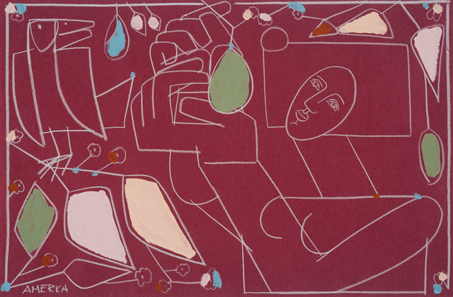 America Martin, ‘Woman & Avocado Tree’, 2018, Drawing, Collage or other Work on Paper, Clay pencil & acrylic on Japanese handmade paper, Wally Workman Gallery