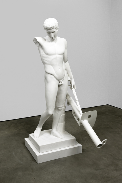 Ian Hamilton Finlay, ‘Man With Panzerschreck’, 1993, Sculpture, Plaster and metal, David Nolan Gallery