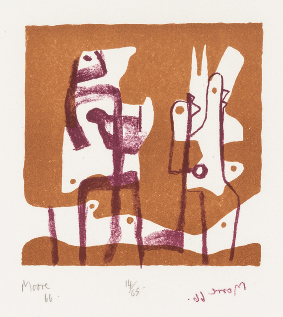 Henry Moore, ‘Two Upright Motives, 1966 (C. 64) and The Observers, 1981’, Print, Lithographs, Hindman