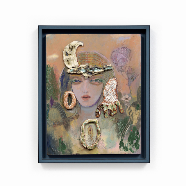 Alexandra Levasseur, ‘Guerrière I’, 2020, Mixed Media, Gouache, oil painting, grease pencil and enamelled stoneware on wood, Galerie C.O.A