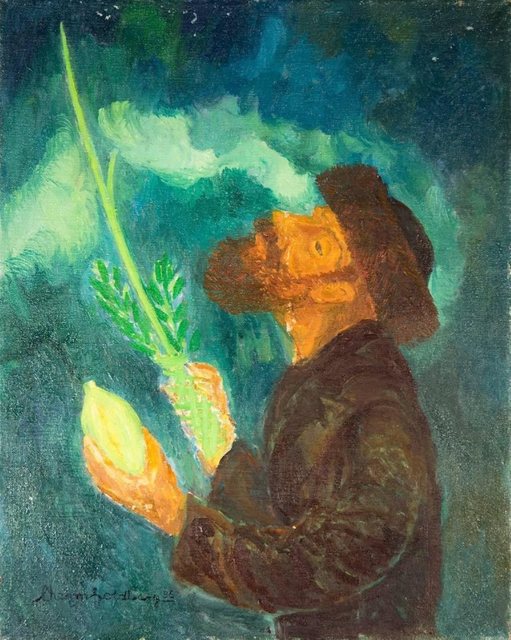 Chaim Goldberg, ‘Blessing From Above, Judaica Oil Painting, Rabbi with Lulav and Esrog’, 1985, Lions Gallery