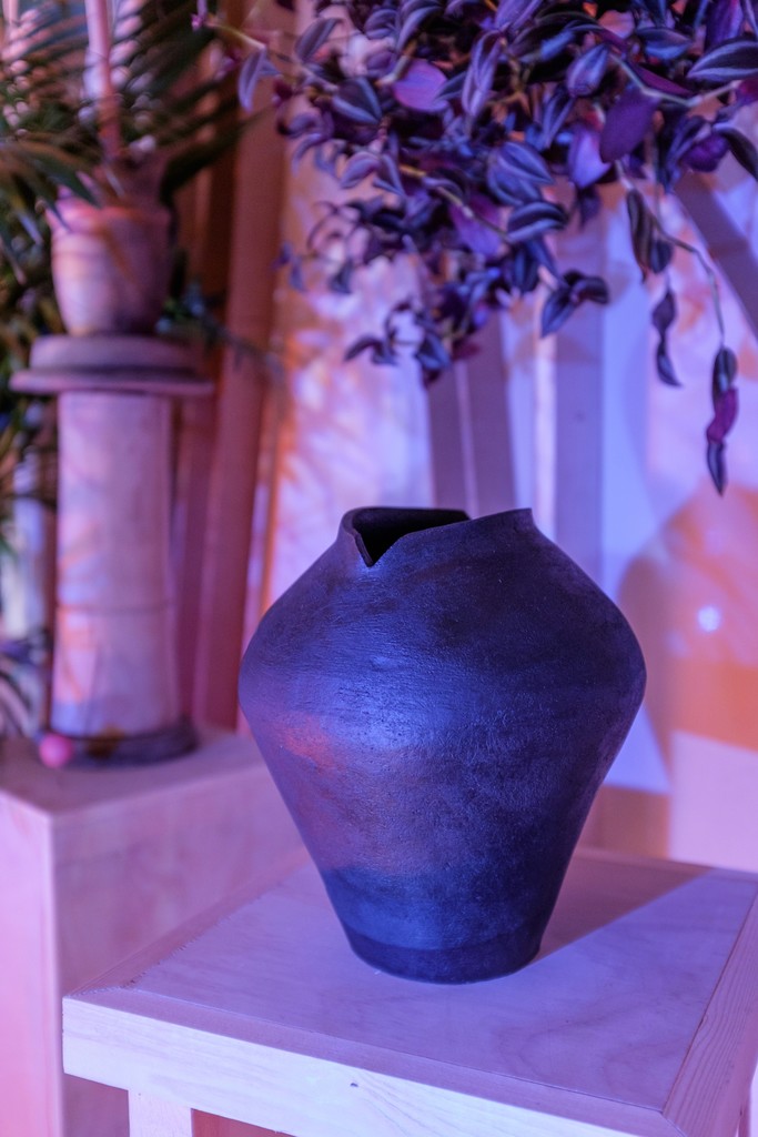 Fertility by Erin Morrison, 2015, oil on ceramic. One of four coil-formed vessels by Morrison included in the installation. Fertility by Erin Morrison, 2015, oil on ceramic. One of four coil-formed vessels by Morrison included in the installation.