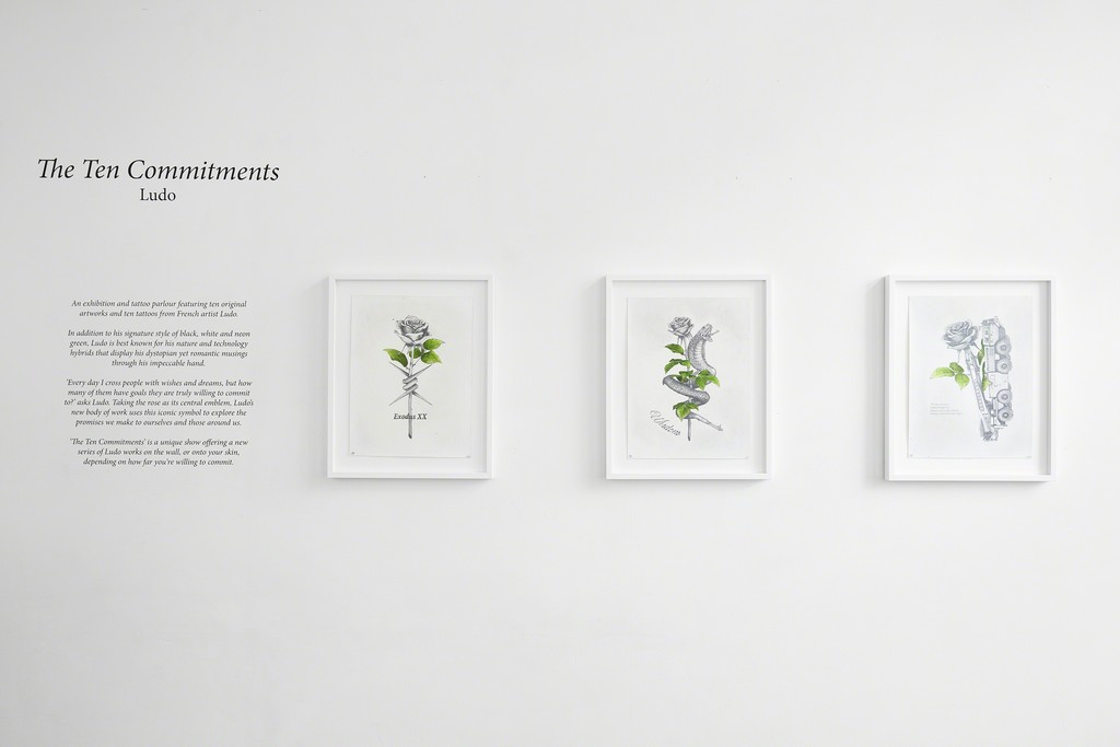 Ludo, 'The Ten Commitments' installation view at The Garage, Amsterdam. From left, 'Exodus', 'Wisdom' & 'Peacekeeper'. Ludo, 'The Ten Commitments' installation view at The Garage, Amsterdam. From left, 'Exodus', 'Wisdom' & 'Peacekeeper'.
