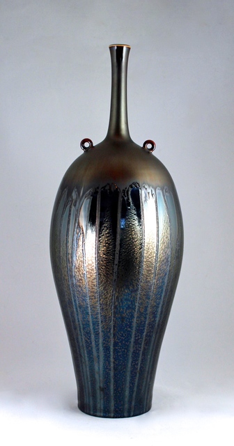Hideaki Miyamura, ‘Vase with Two Rings, Gold and Starry Night Glaze’, 2018, Design/Decorative Art, Porcelain, Michele Beiny Inc.