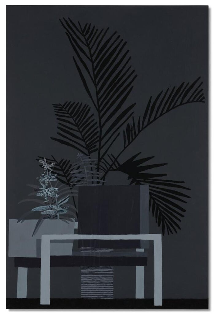 Jonas Wood - Black Plant with Grey Orchid