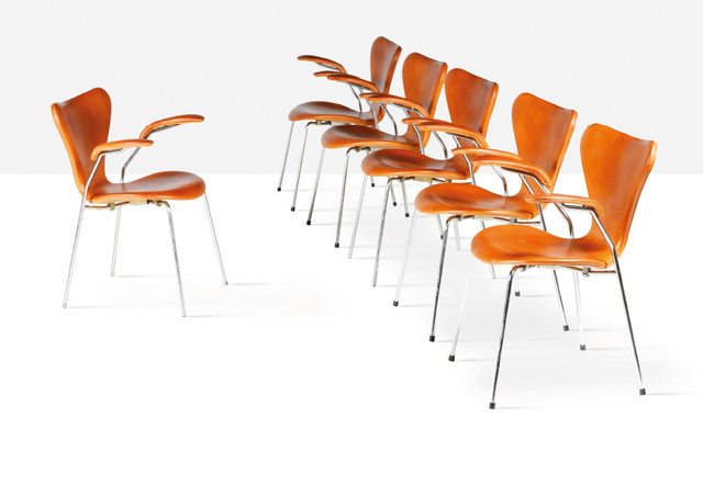 Arne Jacobsen, ‘Set of 6 chairs’, 1973, Design/Decorative Art, Leather, stainless steel, Aguttes