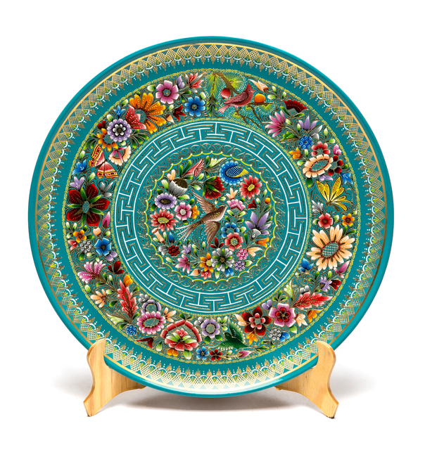 Agustín Jorge Martínez Ramírez, ‘Plato Azul-Verde Perfilado en Oro Woodcarving Lacquer Mexican Folk Art’, 2017, Cactus Fine Art