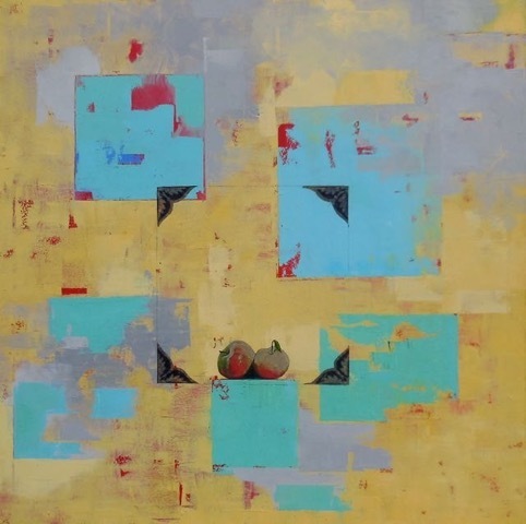Christina Penrose, ‘Rose Apples w/yellow, red and blue’, 2017, Painting, Oil & Mixed Media, InLiquid