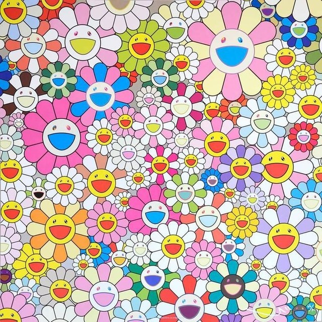 Takashi Murakami, ‘Flower Smile’, 2011, Print, Offset lithograph in colours with silver foil on smooth wove paper, Lougher Contemporary Gallery Auction