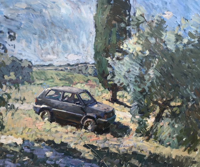 Ben Fenske, ‘Parked Panda’, 2019, Painting, Oil, Grenning Gallery