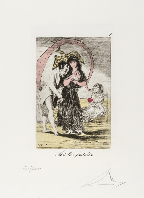 Salvador Dalí, ‘Plate 7 (from Les Caprice de Goya de Dalí) (M & L 854; Field 77-3-74)’, 1977, Print, Drypoint on heliogravure with stencil, Forum Auctions