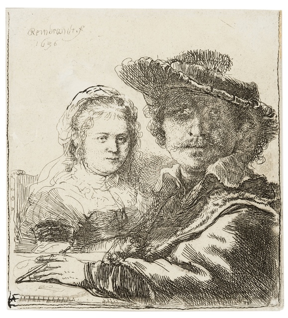 Rembrandt van Rijn, ‘Self Portrait with Saskia’, 1636, Print, Etching, Forum Auctions