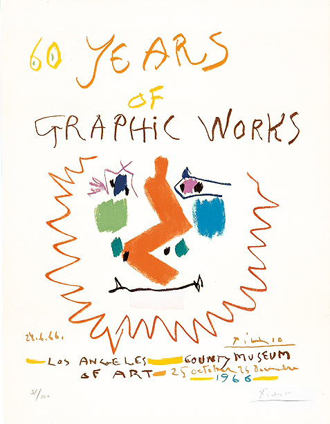 Pablo Picasso, ‘60 Years of Graphic Works’, 1966, Print, Color Lithograph, Masterworks Fine Art