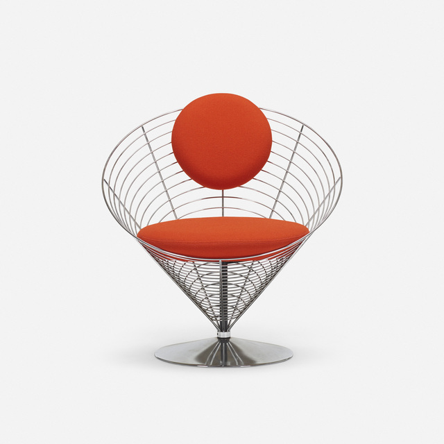 Verner Panton, ‘Cone chair’, 1958, Design/Decorative Art, Chrome-plated steel, upholstery, Rago/Wright