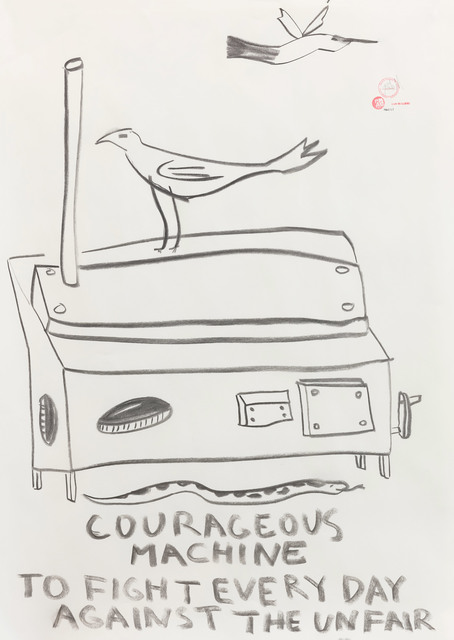 Paulo Nazareth, ‘COURAGEOUS MACHINE TO FIGHT EVERYDAY AGAINST THE UNFAIR’, 2019, Drawing, Collage or other Work on Paper, Charcoal on newsprint, Stevenson