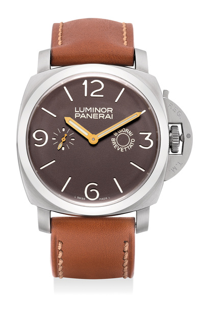 Panerai, ‘An very fine and rare limited edition stainless steel wristwatch with 8-day Angelus movement, power reserve, guarantee and presentation box, numbered 111 of a limited edition of 150 pieces’, Circa 2005, Phillips