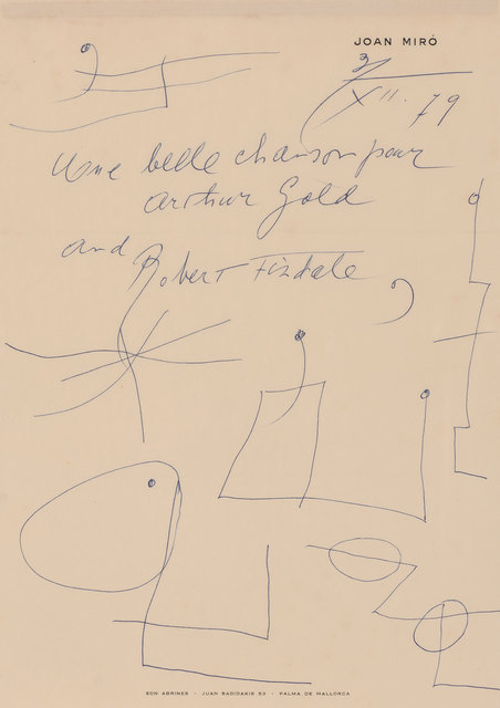 Joan Miró, ‘Two letters with drawings’, Doyle