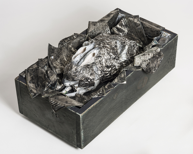 Elizabeth Jordan, ‘Rabbit Sculpture with tin cans in wood box: 'What Makes A God Weep'’, 2016, Ivy Brown Gallery