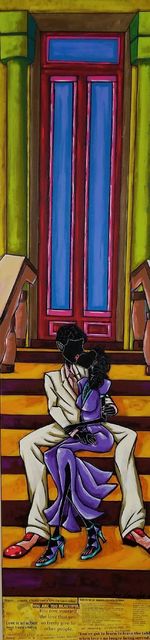 Leroy Campbell, ‘Stoop Love’, 2018, Mixed Media, Acrylic and Collage on Canvas, Richard Beavers Gallery