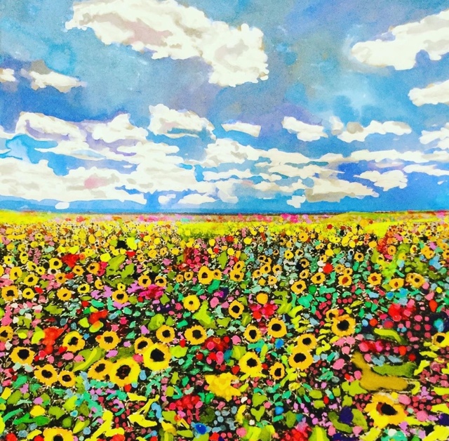 Andee Axe, ‘A Bed of Flowers’, 2020, Painting, Acrylic, canvas, glitter, resin, The Illustrated Gallery