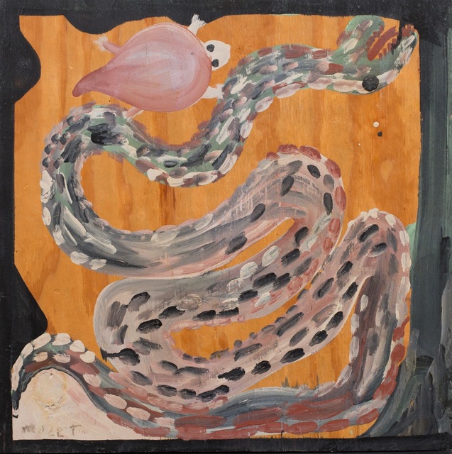 Mose Tolliver, ‘Untitled (Snake & Turtle) ’, ca. 1990, Painting, Oil on plywood, ZQ Art Gallery