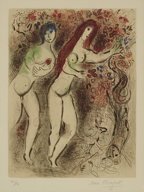 Marc Chagall, ‘Adam Et Eve Et Le Fruit Defendu (From Dessins Pour La Bible)’, 1960, Waddington's