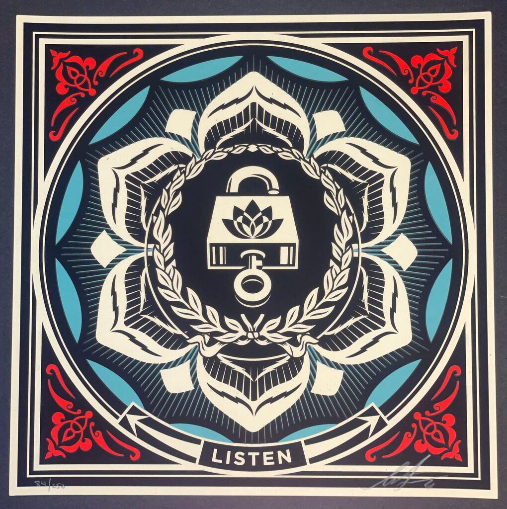 Shepard Fairey "LISTEN" Fine Art Screenprint Street Contemporary Obey Giant