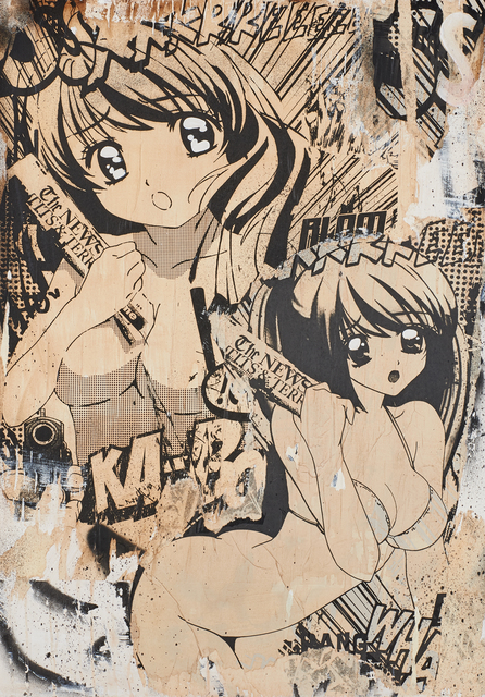 HUSH, ‘Tits & Terror I’, 2008, Mixed Media, Mixed media on wood, Rago/Wright
