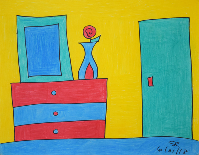 Jenny Chan, ‘At Home’, 2018, Drawing, Collage or other Work on Paper, Magic marker and colored pencils on paper, Fountain House Gallery