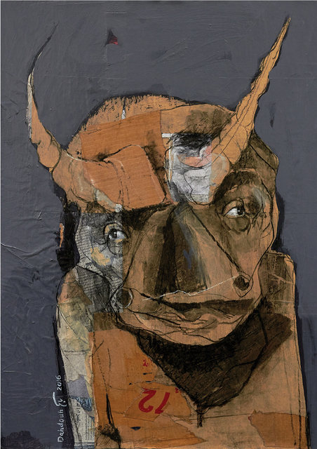 Bassem Dahdouh, ‘Human Bull 3’, 2016, Painting, Mixed media on canvas, Janet Rady Fine Art