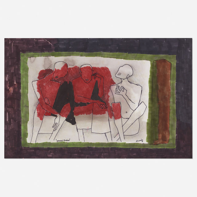 M. F. Husain, ‘Wounded Shadows’, 1981, Drawing, Collage or other Work on Paper, Watercolor and ink on paper, Rago/Wright