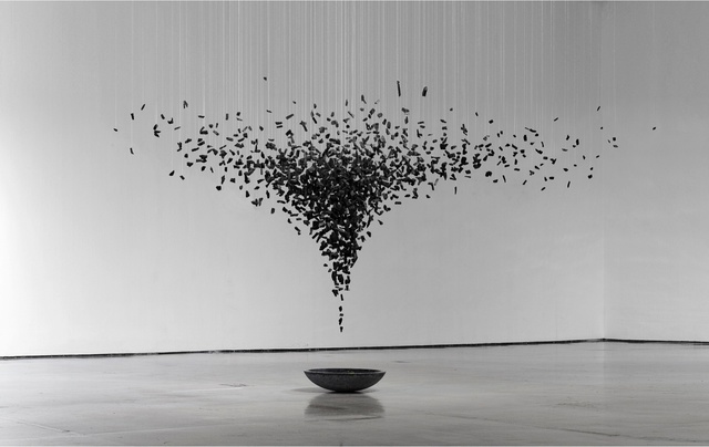 Seon-Ghi Bahk, ‘An Aggregation 201301’, 2013, Installation, Charcoal and nylon threads, Opera Gallery
