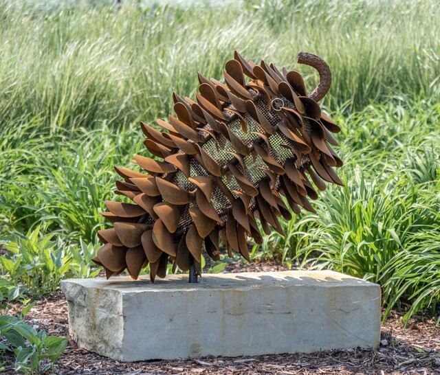 Pine Cone 23-254 - large, naturally rusted, Weathering steel