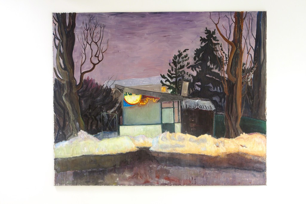Katarzyna Badach, exhibition view, "Super Market Sun", 2013, 155 x 240 cm, oil on canvas | image: ©dasesszimmer Katarzyna Badach, exhibition view, "Super Market Sun", 2013, 155 x 240 cm, oil on canvas | image: ©dasesszimmer