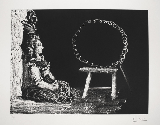 Pablo Picasso, ‘Couple posant pour un portrait en médaillon (Couple Posing for a Medallion Portrait)’, 1966, Print, Aquatint, R. S. Johnson Fine Art