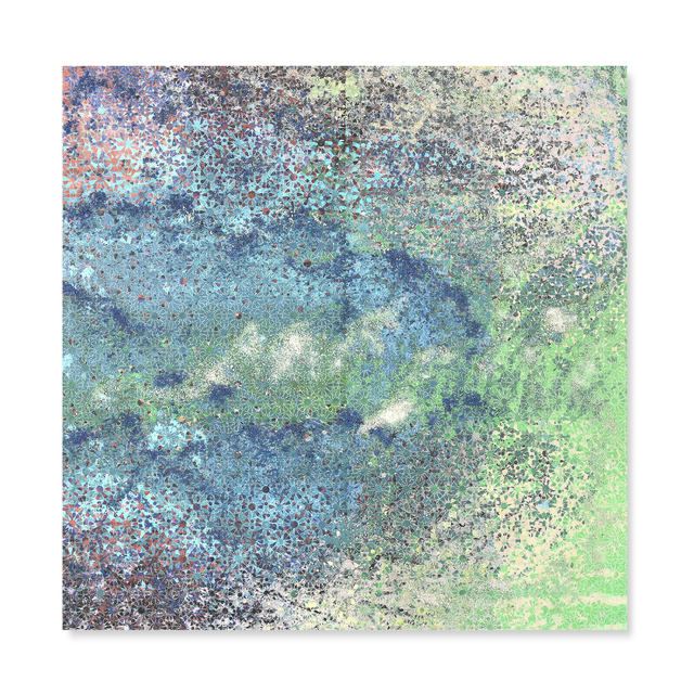 Yasmina Alaoui, ‘Green Blue Square #1’, 2017, Mixed Media, Acrylic paint, pigment and salt on wood, Opera Gallery