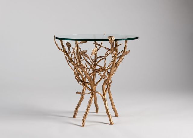 Marc Bankowsky, ‘Vent dans les Feuilles, Side Table’, France-2014, Design/Decorative Art, Bronze, glass, Maison Gerard