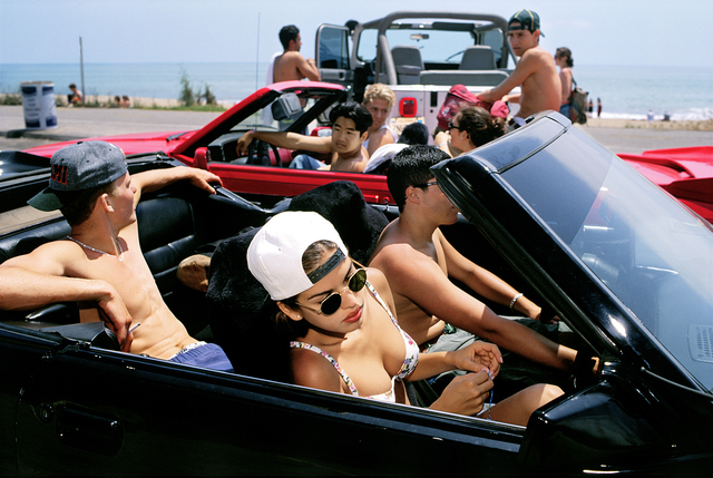 Lauren Greenfield, ‘Mijanou, 18, who was voted Best Physique at Beverly Hills High School, skips class to go to the beach with friends on the annual Senior Beach Day, Santa Monica, California’, 1993, Photography, Archival Pigment Print, Fahey/Klein Gallery