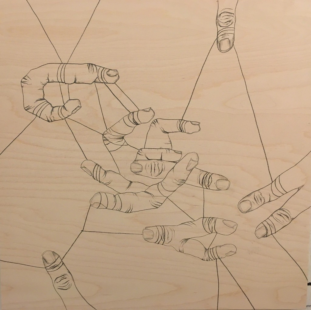 "Still Connected" (detail) by Brian Mallman, 2017, graphite on wood panel "Still Connected" (detail) by Brian Mallman, 2017, graphite on wood panel
