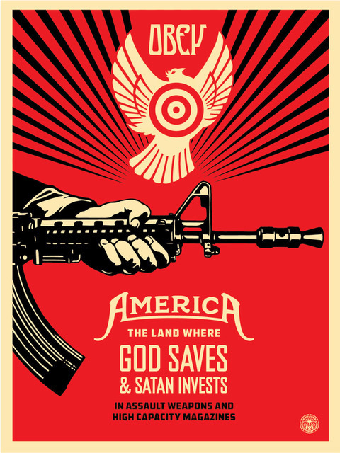 Shepard Fairey (OBEY), ‘god saves & satan invest’, 2013, Rudolf Budja Gallery