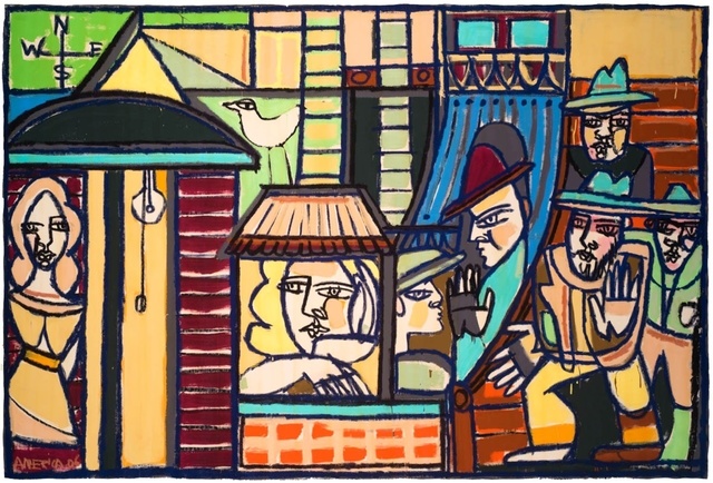 America Martin, ‘Seagull, Dock and Port’, 2006, Painting, Oil & Acrylic on Canvas, JoAnne Artman Gallery