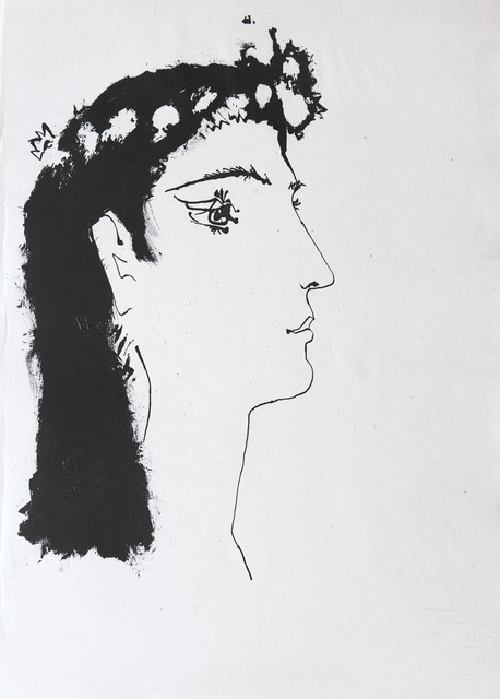 Pablo Picasso, ‘Head of a woman crowned with flowers’, 1948, Print, Etching, Goldmark Gallery
