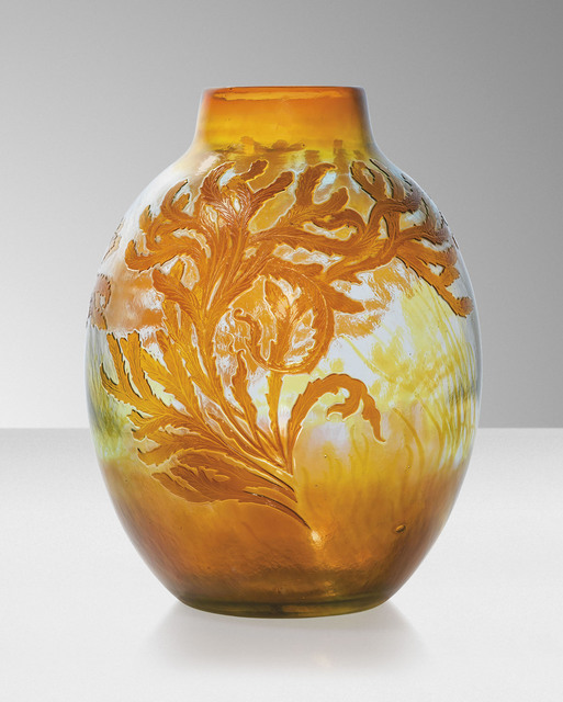 Galle, ‘A 'Seaweed' vase’, circa 1910, Design/Decorative Art, Cameo glass, internally decorated, overlaid and acid-etched, Christie's