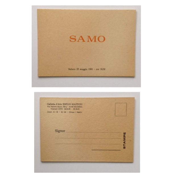 Jean-Michel Basquiat, ‘"SAMO", FIRST ONE MAN SHOW, Exhibit Invitation Card, Galleria d'Arte Emilio Mazzoli Italy’, 1981, VINCE fine arts/ephemera