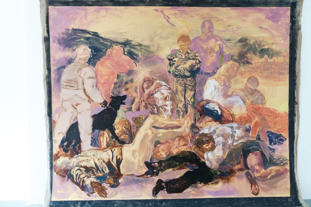 exhibition view: „Grande machine #2“, 2003, Stijn Peeters | oil- and acrylic on canvas, 300 x 325 cm | image: ©dasesszimmer exhibition view: „Grande machine #2“, 2003, Stijn Peeters | oil- and acrylic on canvas, 300 x 325 cm | image: ©dasesszimmer