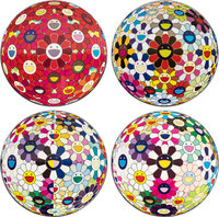 Takashi Murakami - Flowerball (3-D) Red Cliff; Flower Ball (Lots of Colours); Flowerball (3-D) From the Realm of the Dead;...
