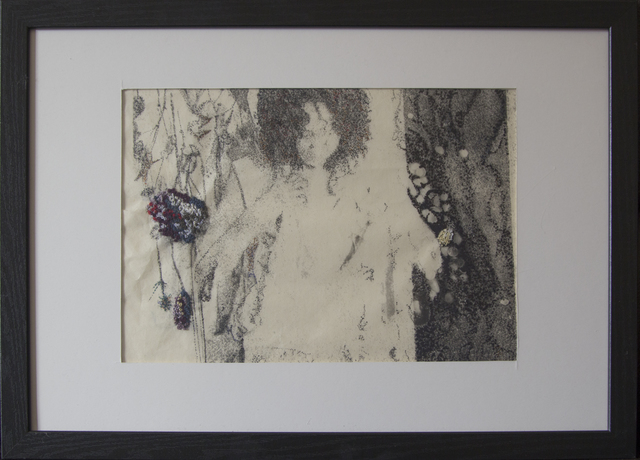 Cynthia Fusillo, ‘Invisible Necklace’, 2020, Print, Transfer on paper, embroidery, guasch, Galeria Contrast