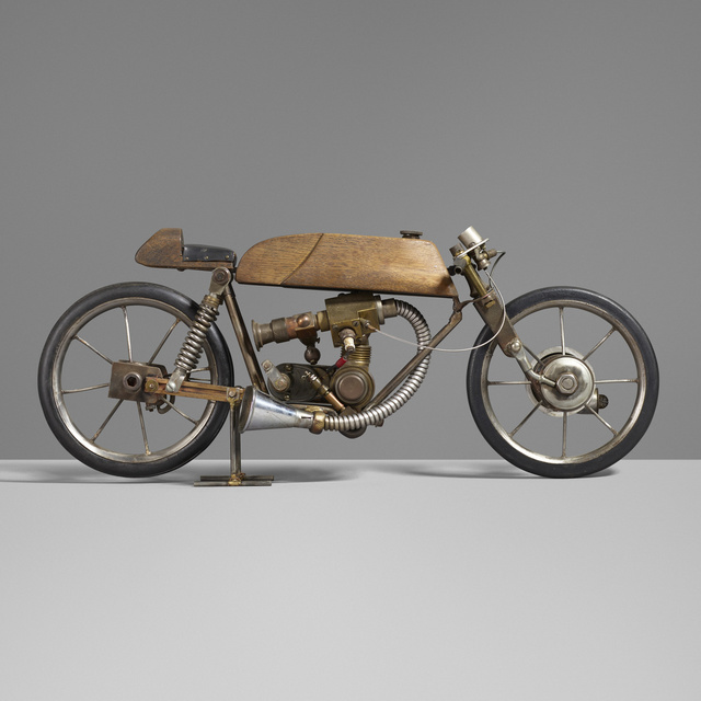 ‘Motorcycle model’, c. 1950, Sculpture, Steel, chrome-plated steel, aluminum, walnut, brass, rubber, Rago/Wright