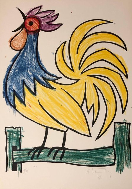 Bob Stanley, ‘Mod Rooster Drawing 1970s Pop Art Lithograph Hand Signed’, 1970-1979, Lions Gallery