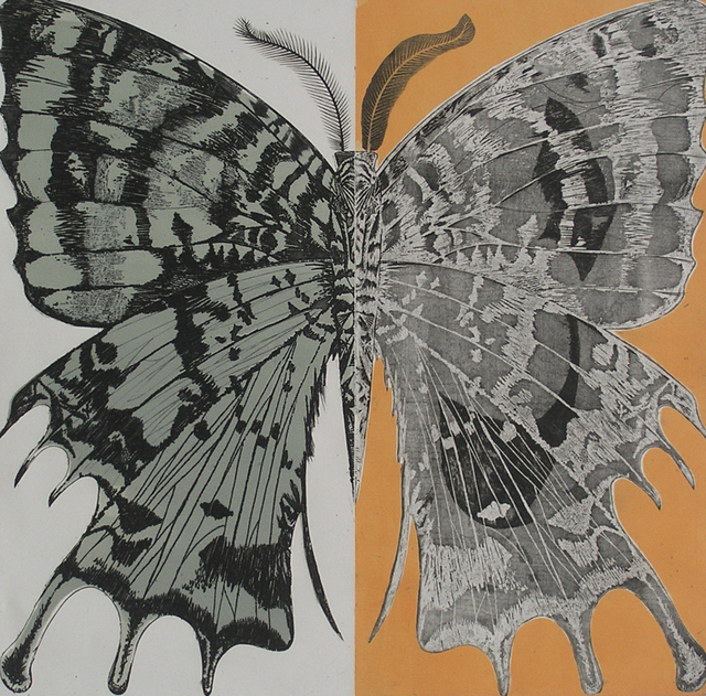 Fred Becker, ‘Moth’, 1947, Print, Soft ground etching with stenciled color, Dolan/Maxwell